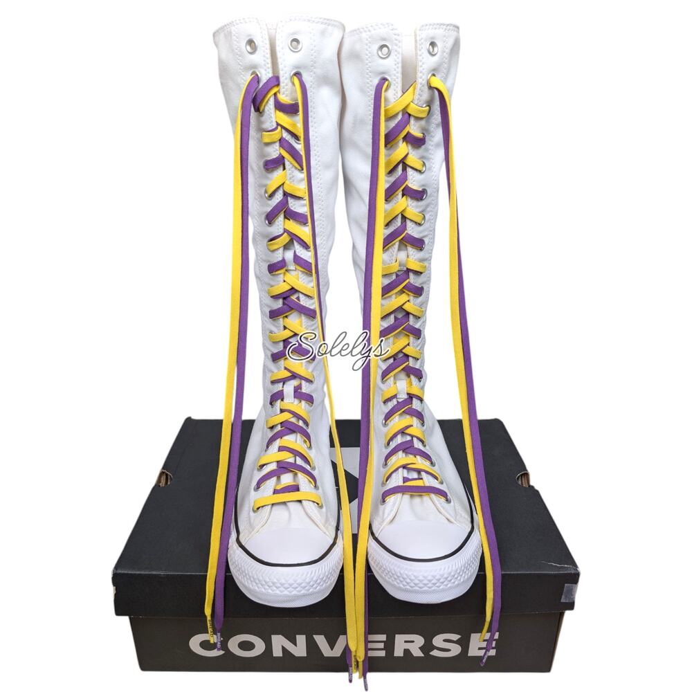 Converse CTAS XXHI White Purple Yellow Knee High Sneaker Boot M11.5 W13.5 NEW‎